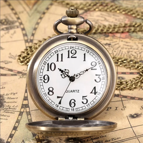 NEW Bronze Heart Pocket Watch Necklace - Picture 4 of 5